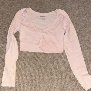Garage Pink Ribbed Long Sleeve Crop Top